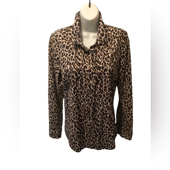 J. Crew The Perfect Shirt Button Down Blouse Sz. 12 Leopard Print Lightweight - Picture 1 of 4